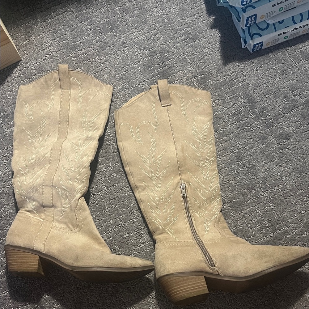 Target Women's Beige Suede Cowboy Boots